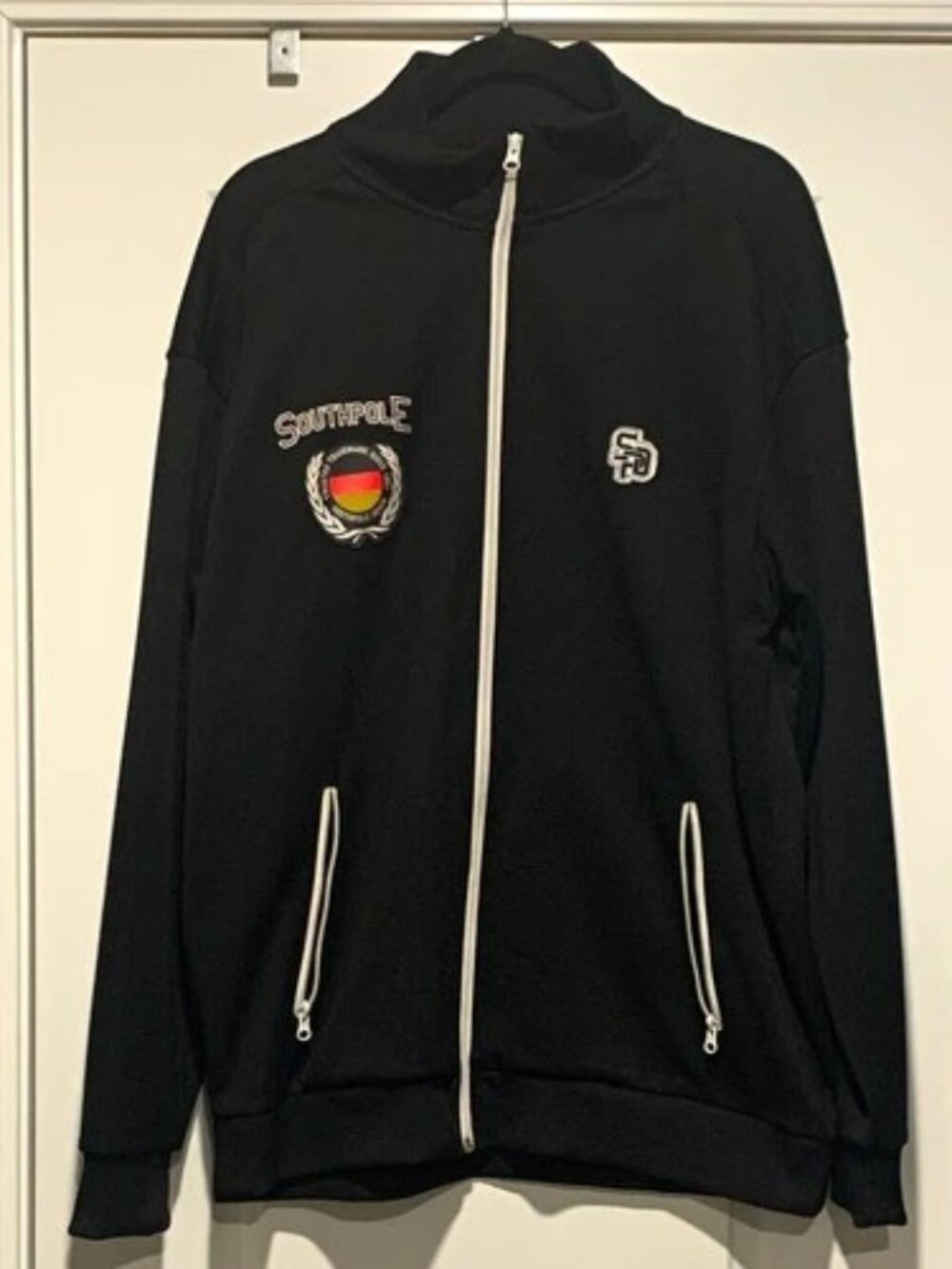 Vintage Y2K Southpole Black Full Zip track jacket Embroidered Logo mens L